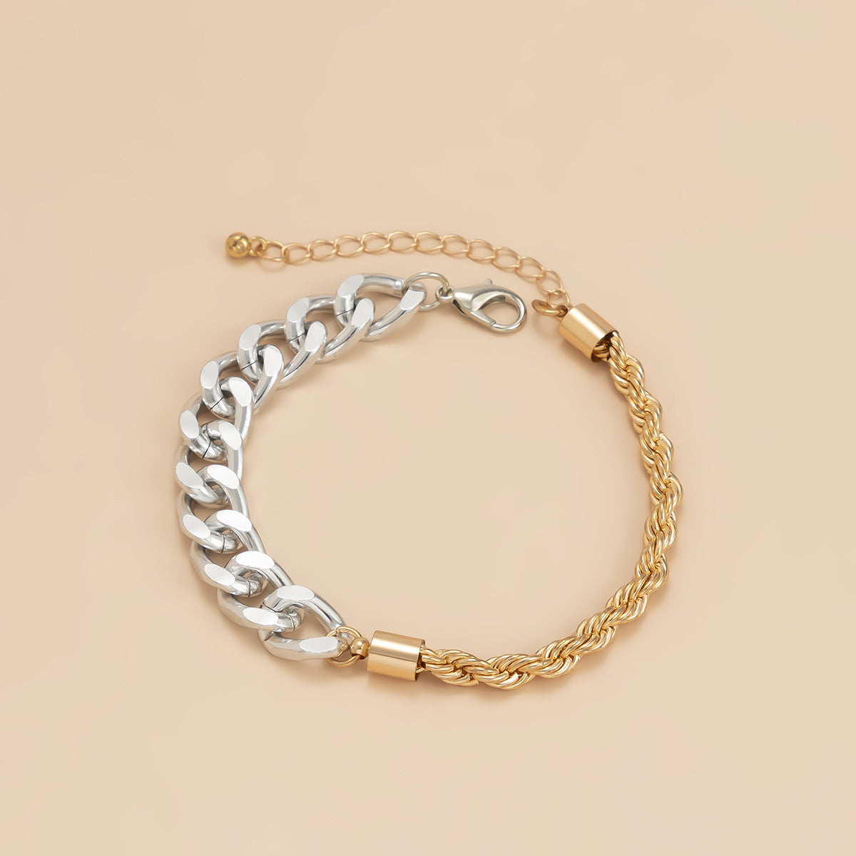 Contrasting Two-Color Adjustable Twist-Chain Bracelet - Damned Threads